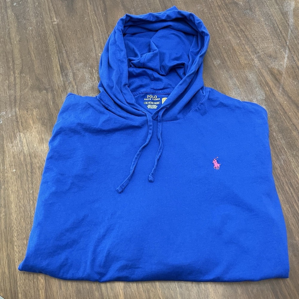 Polo Ralph Lauren Men's XXL Blue Hoodie Lightweight Pullover Sweatshirt